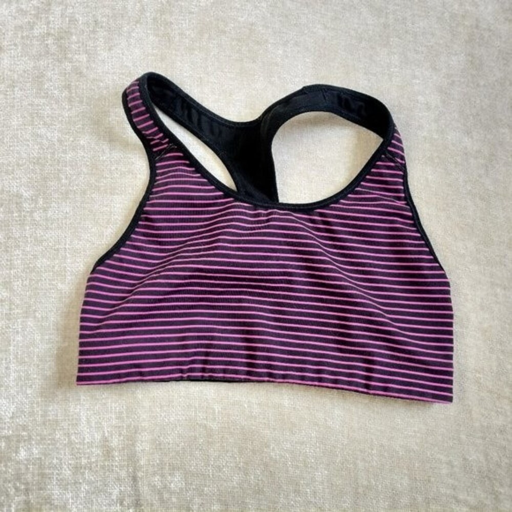 Old Navy Active Pink and Black Striped Racerback Sports Bra Size Medium